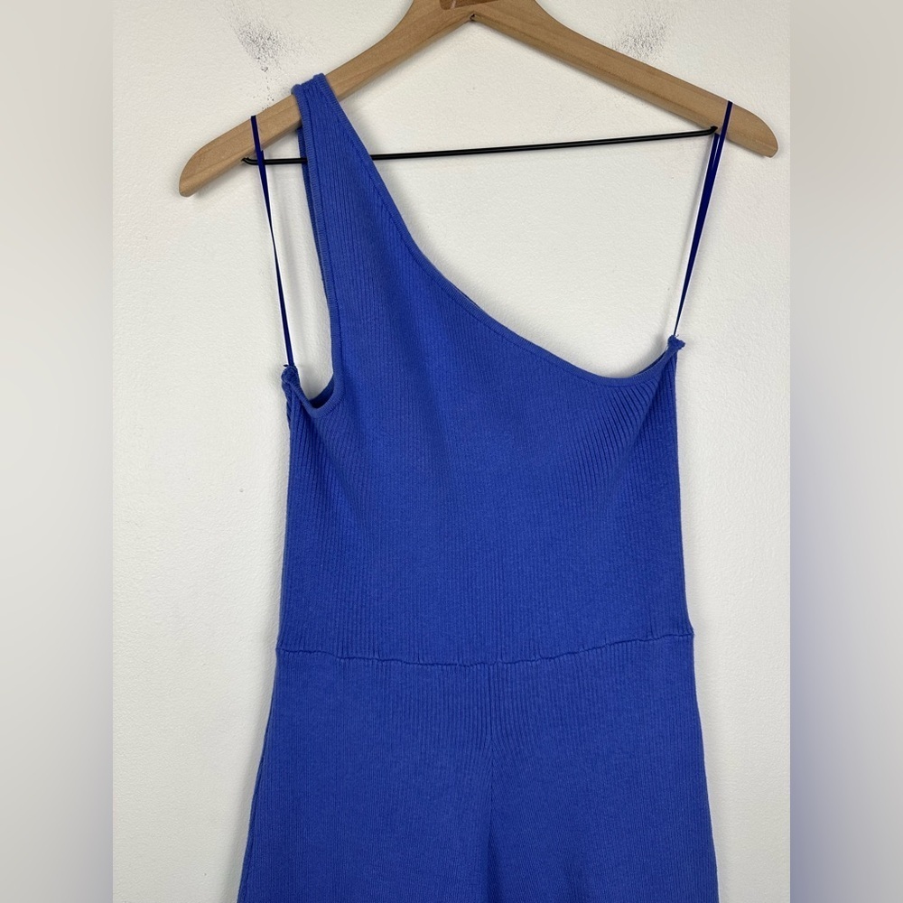 Free People Beach Waverly Ribbed One Shoulder Sweater Wide Leg Jumpsuit‎ Sz L - Picture 5 of 8
